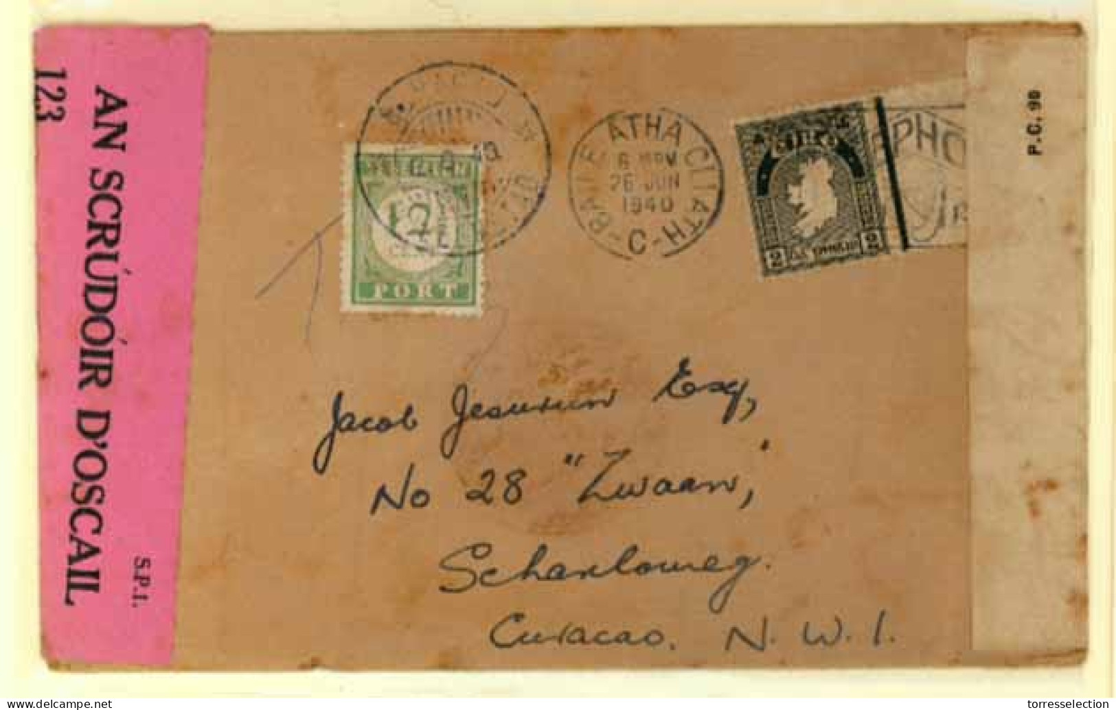 EIRE. 1940, June 26th. To Curacao, N.W.I. - Gebraucht