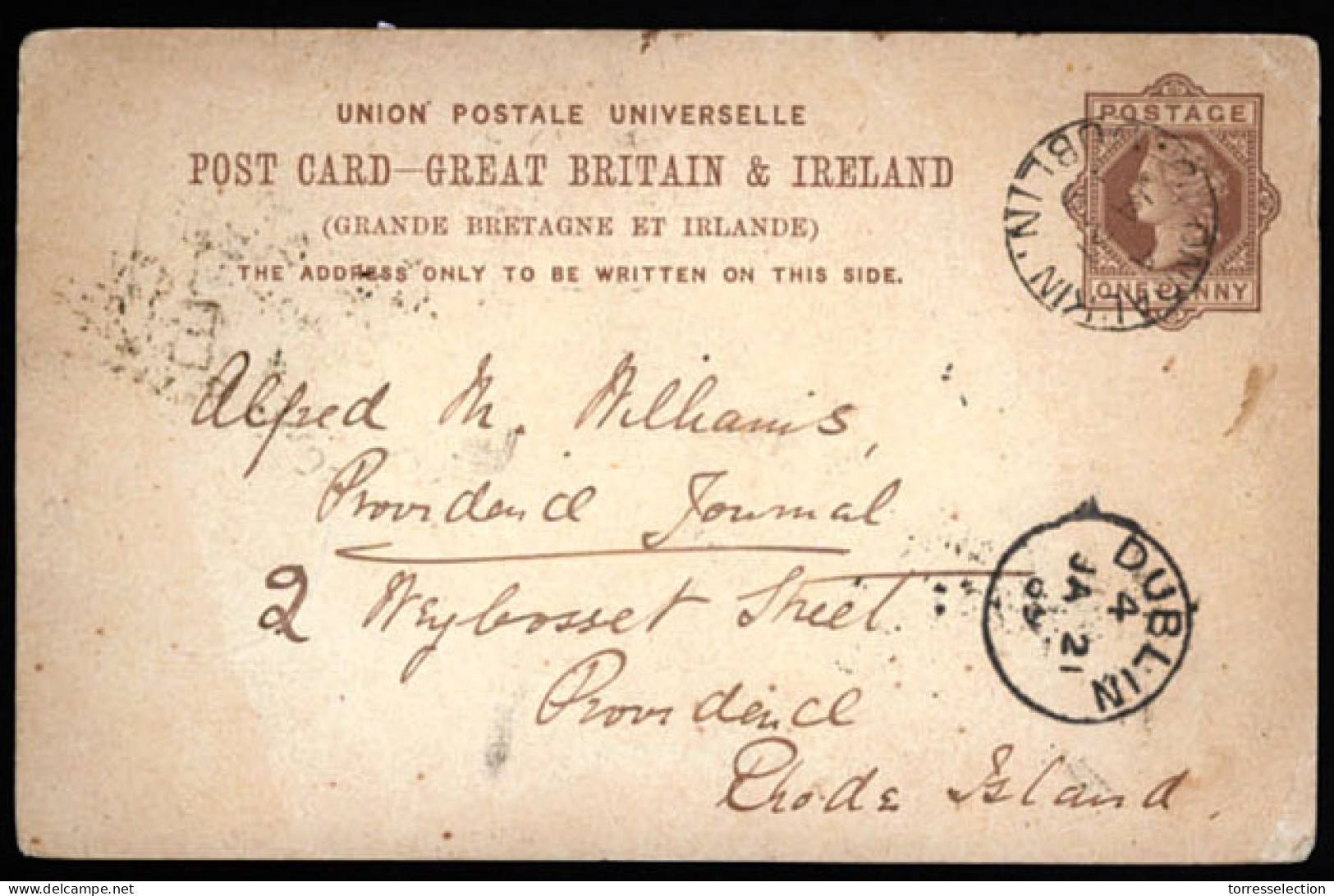 EIRE. 1889. Stationery Card. C.Ondalkin/Dublin To USA. Very Nice. - Oblitérés