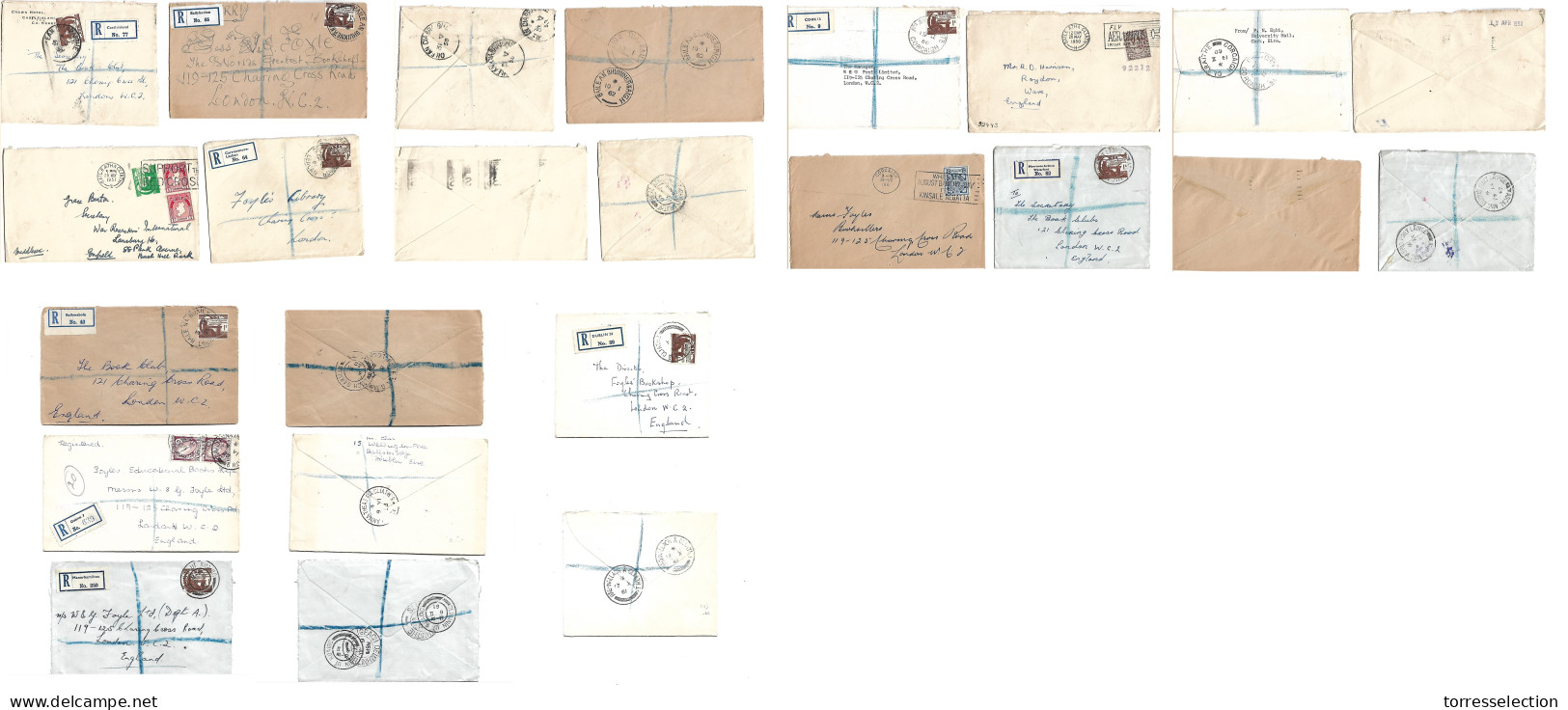 EIRE. 1950-62. Selection Of 12. Multifkd Envelope To London Diff Town Names, Issues Incl Ballybumion, Corcargh, Carrowmo - Gebraucht