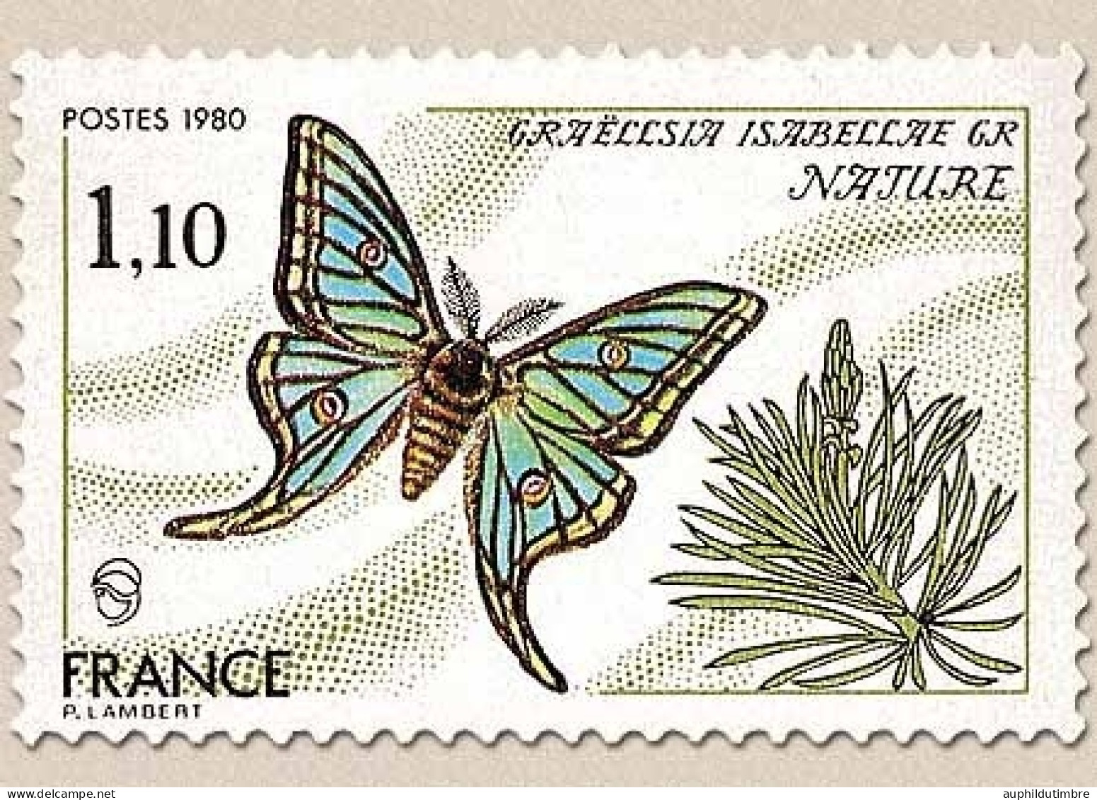 Série Nature. Papillon. Graellsia Isabellae Gr. 1f.10 Vert-olive, Brun Foncé, Jaune Et Bleu-vert Y2089 - Neufs