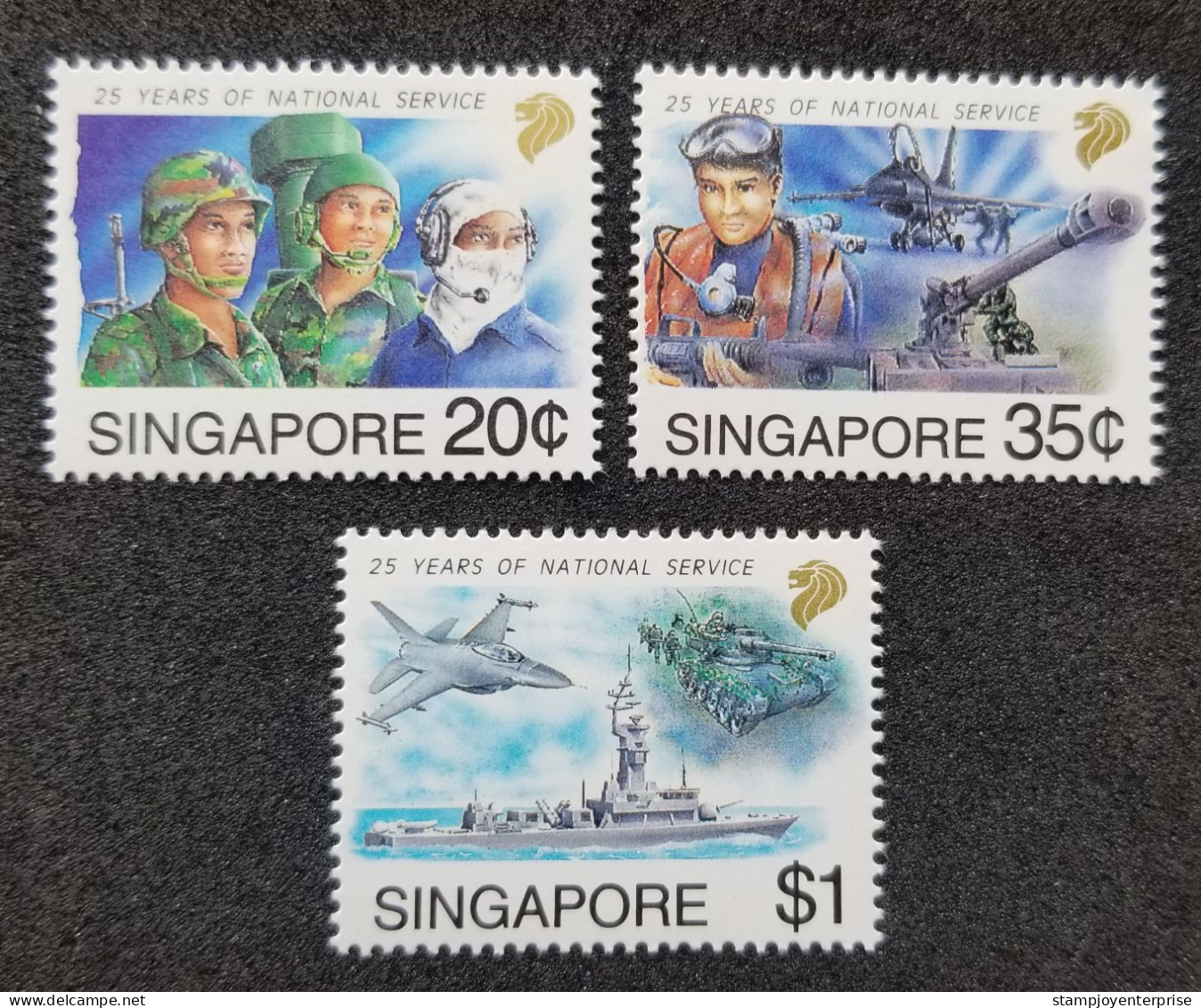 Singapore 25 Years Of National Service 1992 Soldier Aircraft Army War Airplane Arm Force (stamp) MNH - Singapur (1959-...)