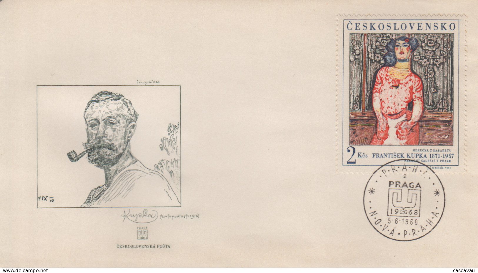 Enveloppe   FDC   1er  Jour   TCHECOSLOVAQUIE     Oeuvre   De   Frantisek   KUPKA    1968 - FDC