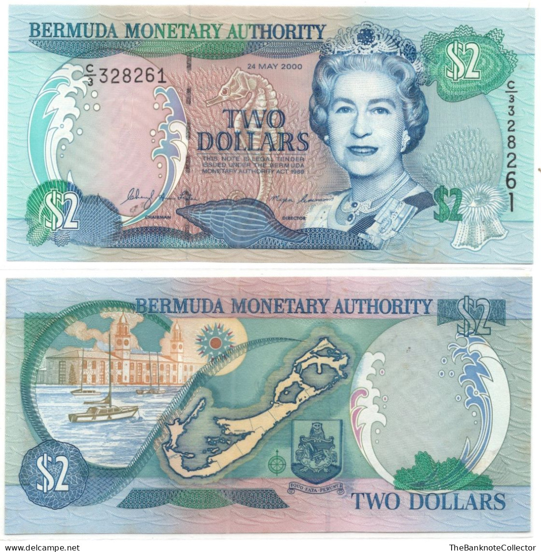 Bermuda 2 Dollars Series 2000 QEII P-50 UNC - Bermudes