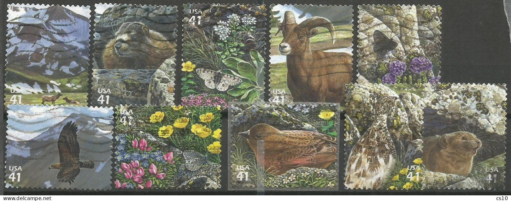 USA 2007 Alpine Tundra Cpl 10v Set From S/Sheet SC.# 4198 A/J In Used Condition - Used Stamps