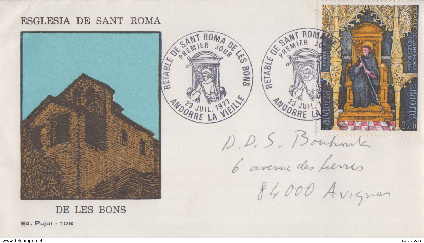 Enveloppe  FDC  1er  Jour  ANDORRE  ANDORRA    Rétable   De   La    Chapelle   SAINT  ROMA     1977 - FDC