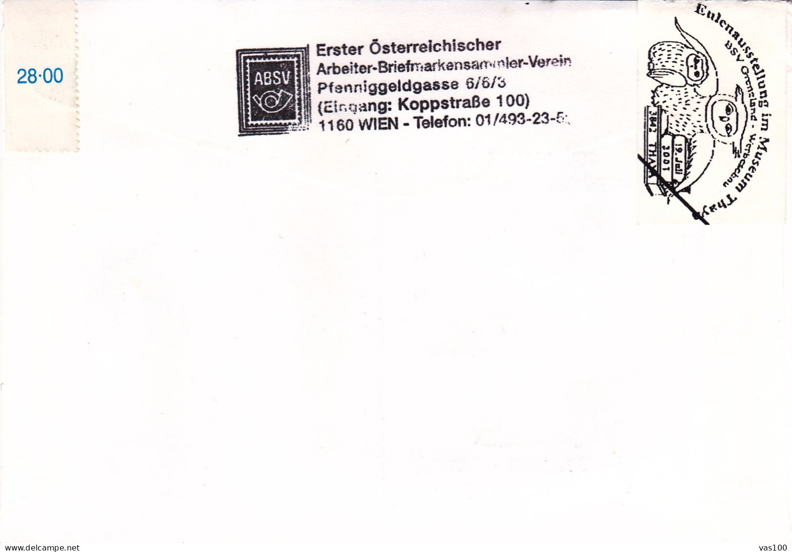Austria / Oesterreich  2001 OWLS BIRDS COVERS FDC - Hiboux & Chouettes