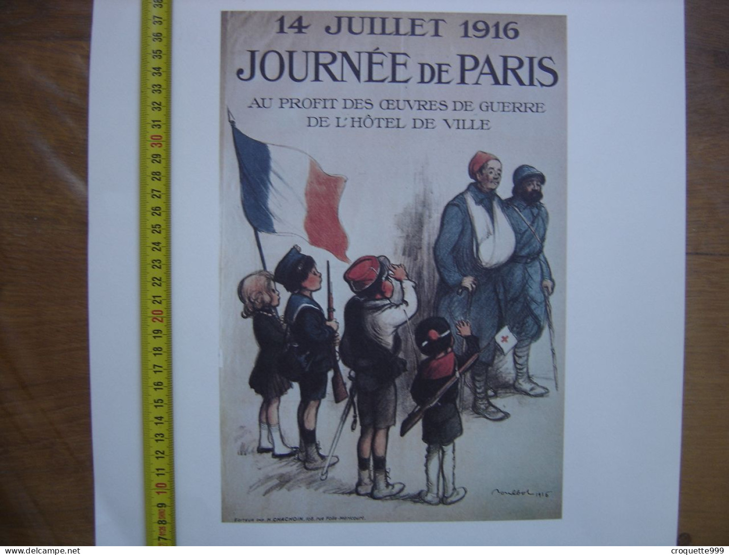 Reproduction Affiche 1916 JOURNEE DE PARIS AU PROFIT OEUVRES GUERRE Par Poulbot - Posters