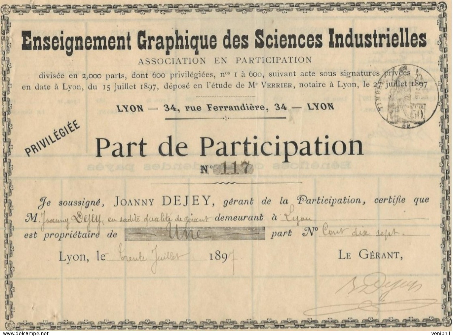 ENSEIGNEMENT GRAPHIQUE DES SCIECES INDUSTRIELLES -DIVISEE EN 2000 PARTS ANNEE 1897 - Sonstige & Ohne Zuordnung