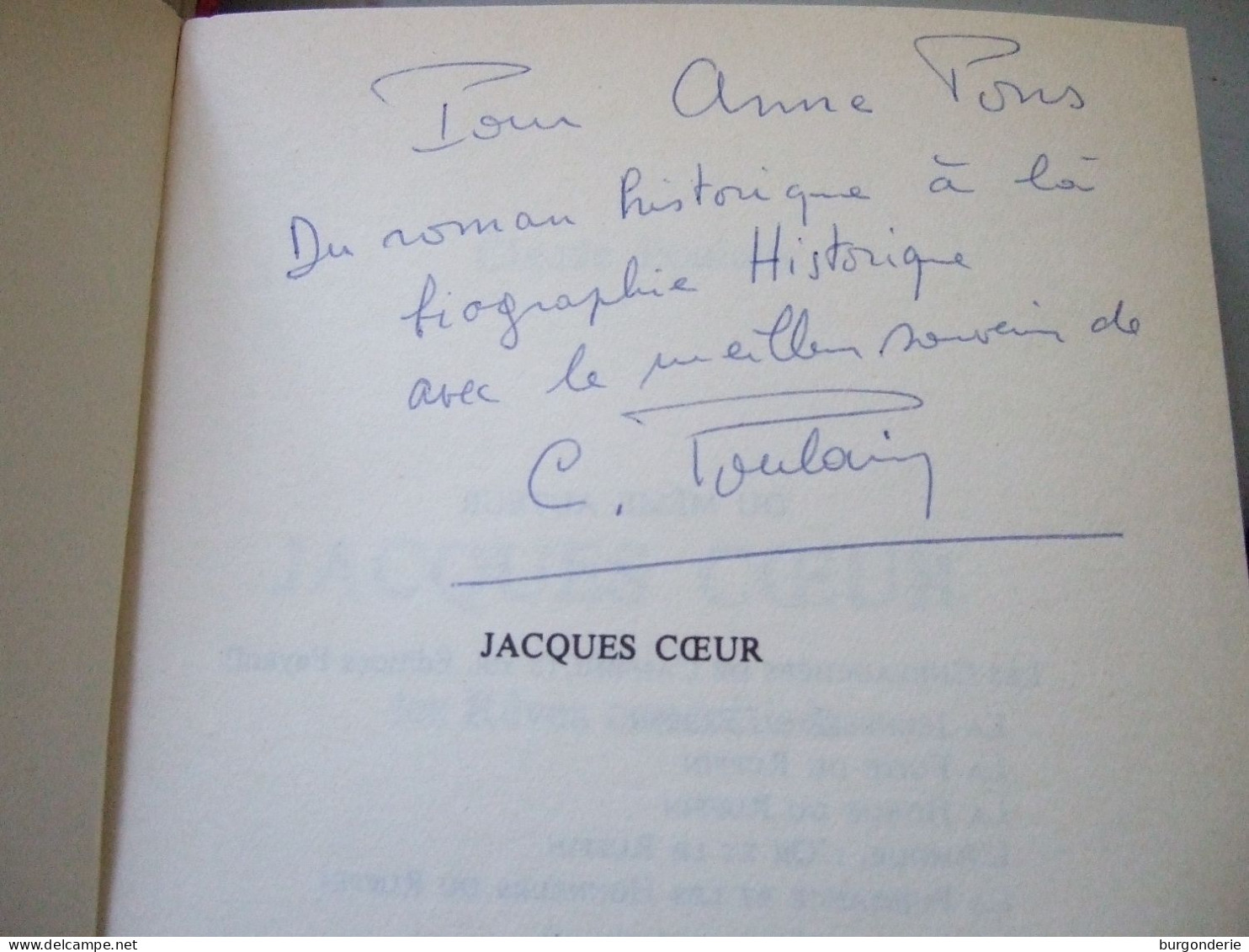 JACQUES COEUR / CLAUDE POULAIN  / FAYARD  / 1982 / LIVRE DEDICACE - Livres Dédicacés