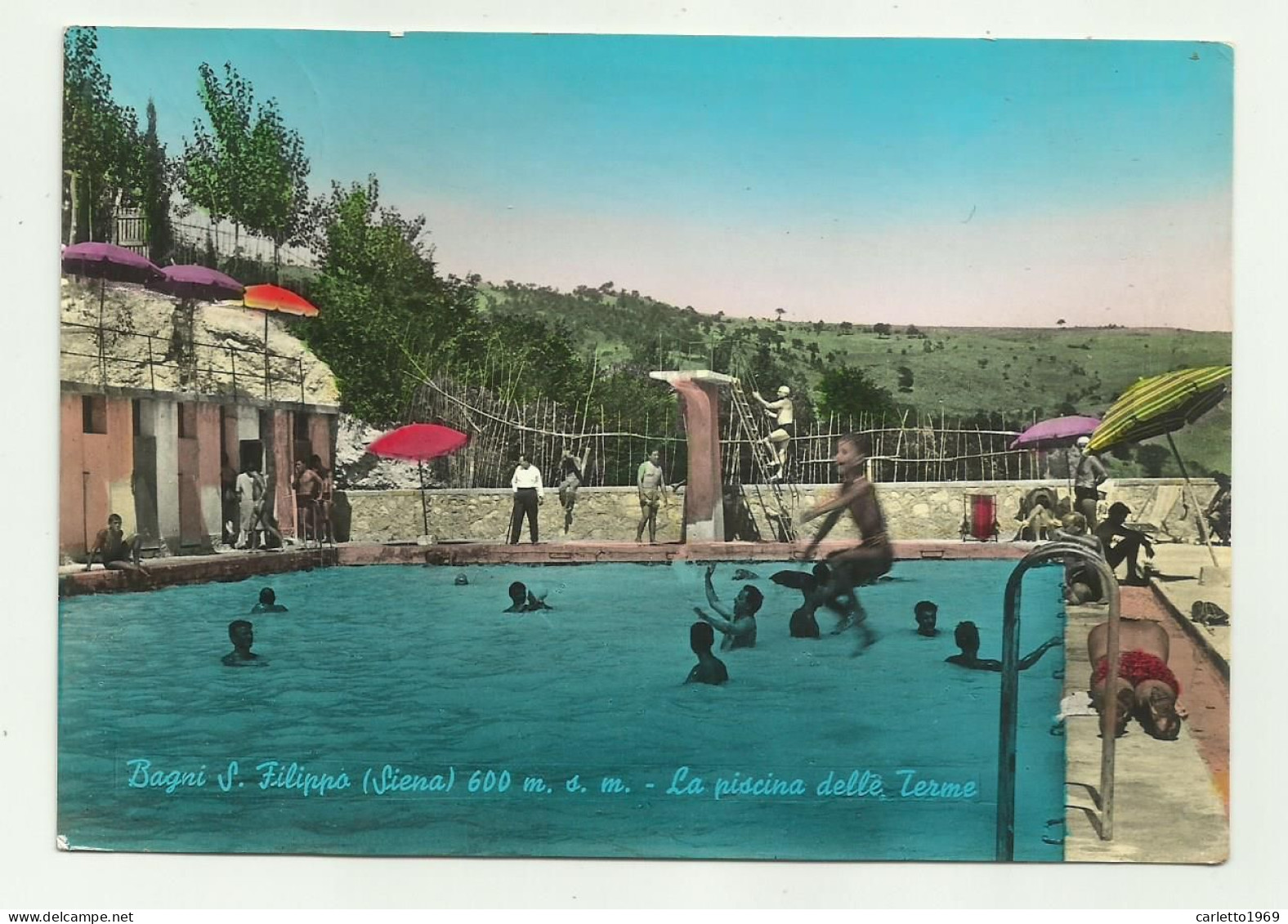 BAGNI S.FILIPPO  ( SIENA ) LA PISCINA DELLE TERME   - VIAGGIATA FG - Siena