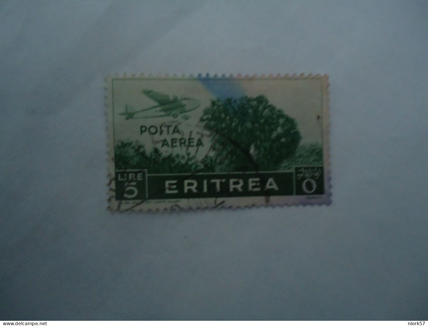 ERITREA  USED  STAMPS AIR  PALM TREE 5 LIRES  WITH POSTMARK - Erythrée