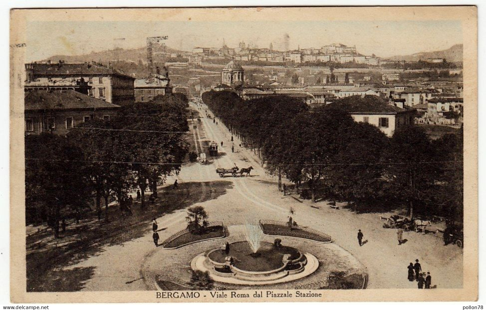 BERGAMO - VIALE ROMA DAL PIAZZALE STAZIONE - Animata - 1930 - Vedi Retro - Formato Piccolo - Bergamo