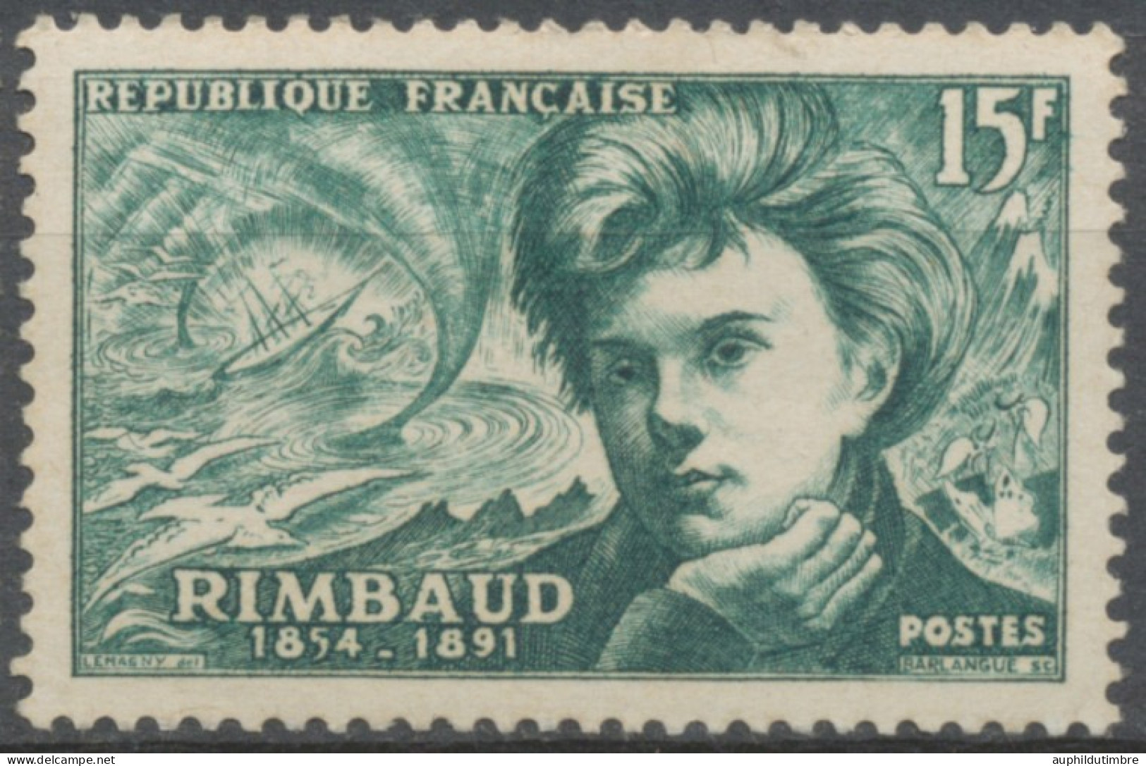 Poètes Symbolistes. Arthur Rimbaud Et évocation Du Bateau Ivre, Par Fantin-Latour. 15f. Vert Foncé. Neuf Luxe ** Y910 - Ungebraucht