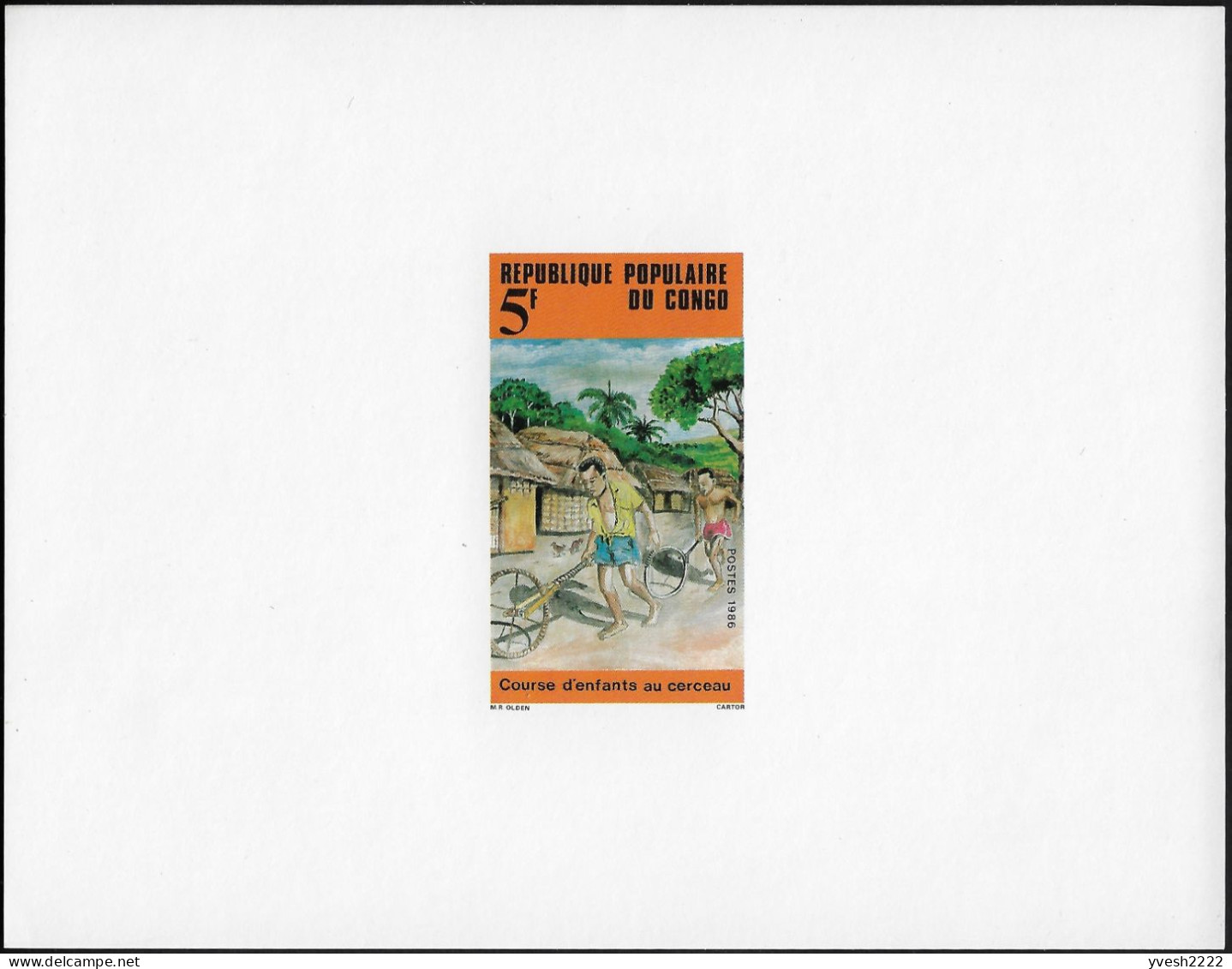 Congo Brazza 1986 Y&T 771 Sur Feuillet De Luxe. Course D'enfants Au Cerceau - Non Classificati