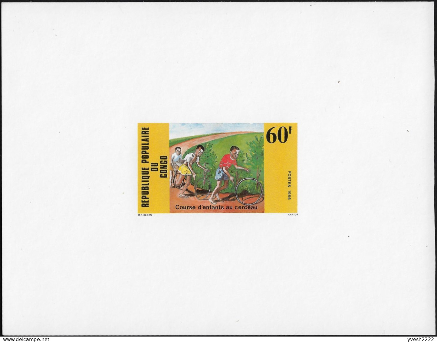 Congo Brazza 1986 Y&T 771 Sur Feuillet De Luxe. Course D'enfants Au Cerceau - Ohne Zuordnung