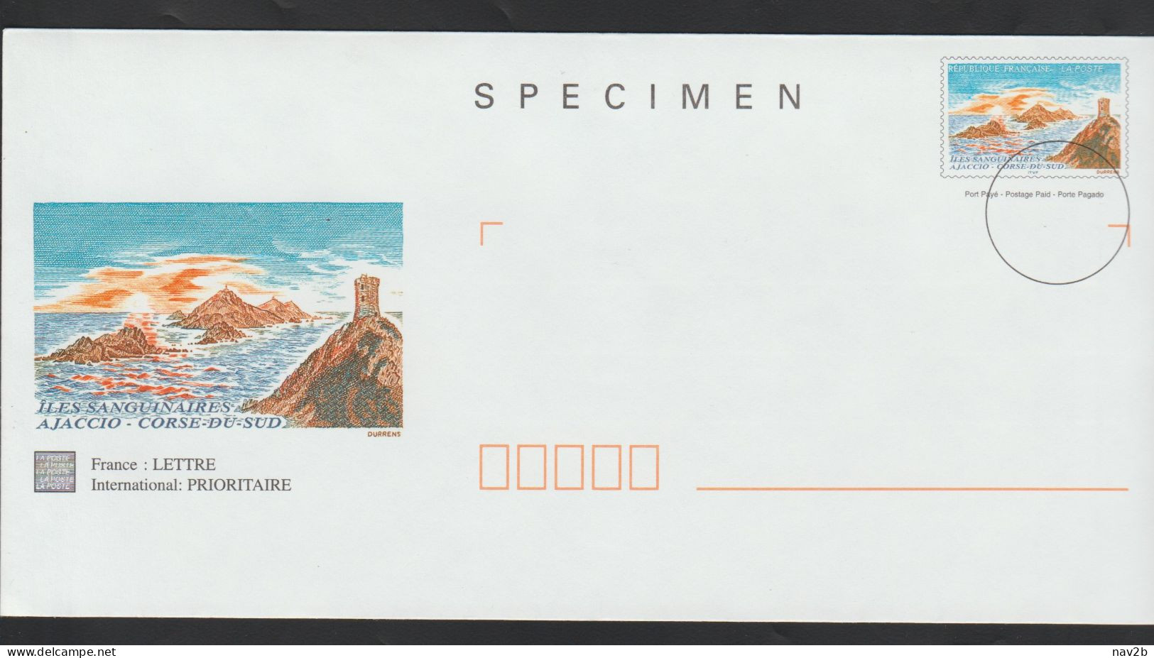 Entier Enveloppe Spécimen . Les îles Sanguinaires - Prêts-à-poster:Stamped On Demand & Semi-official Overprinting (1995-...)