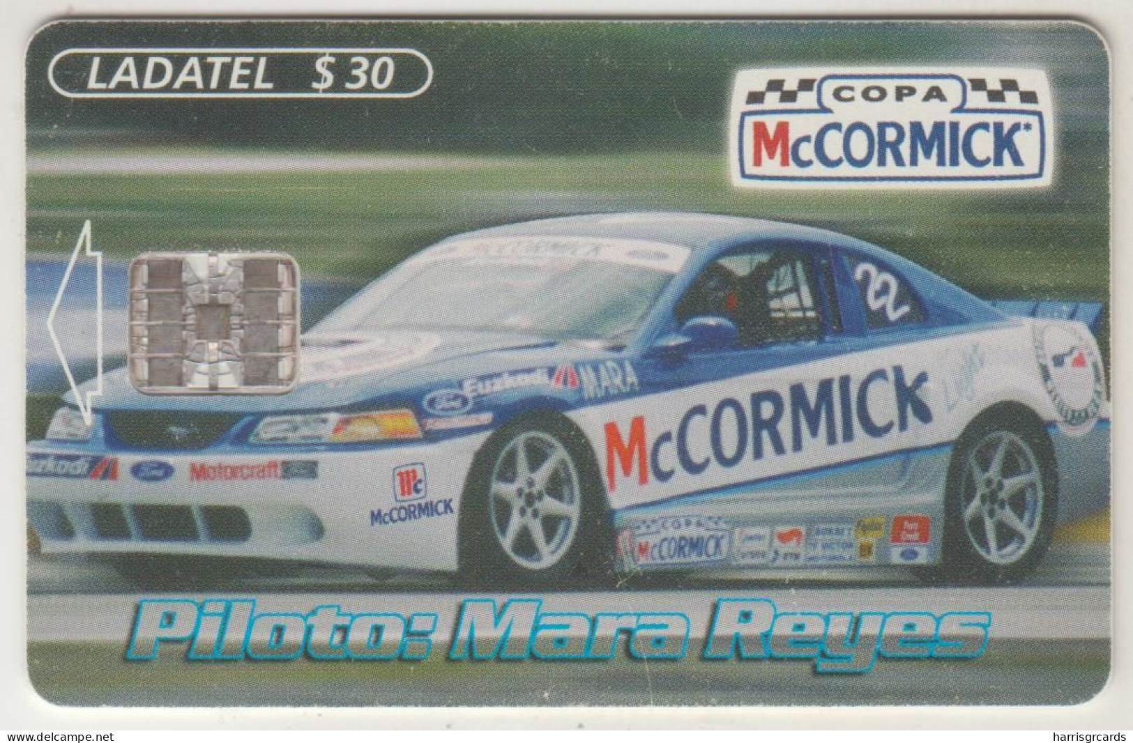 MEXICO - McCormick - Mara Reyes (Racing Car), 30 $ Mexican Peso, Chip:SC7 , Used - Mexico