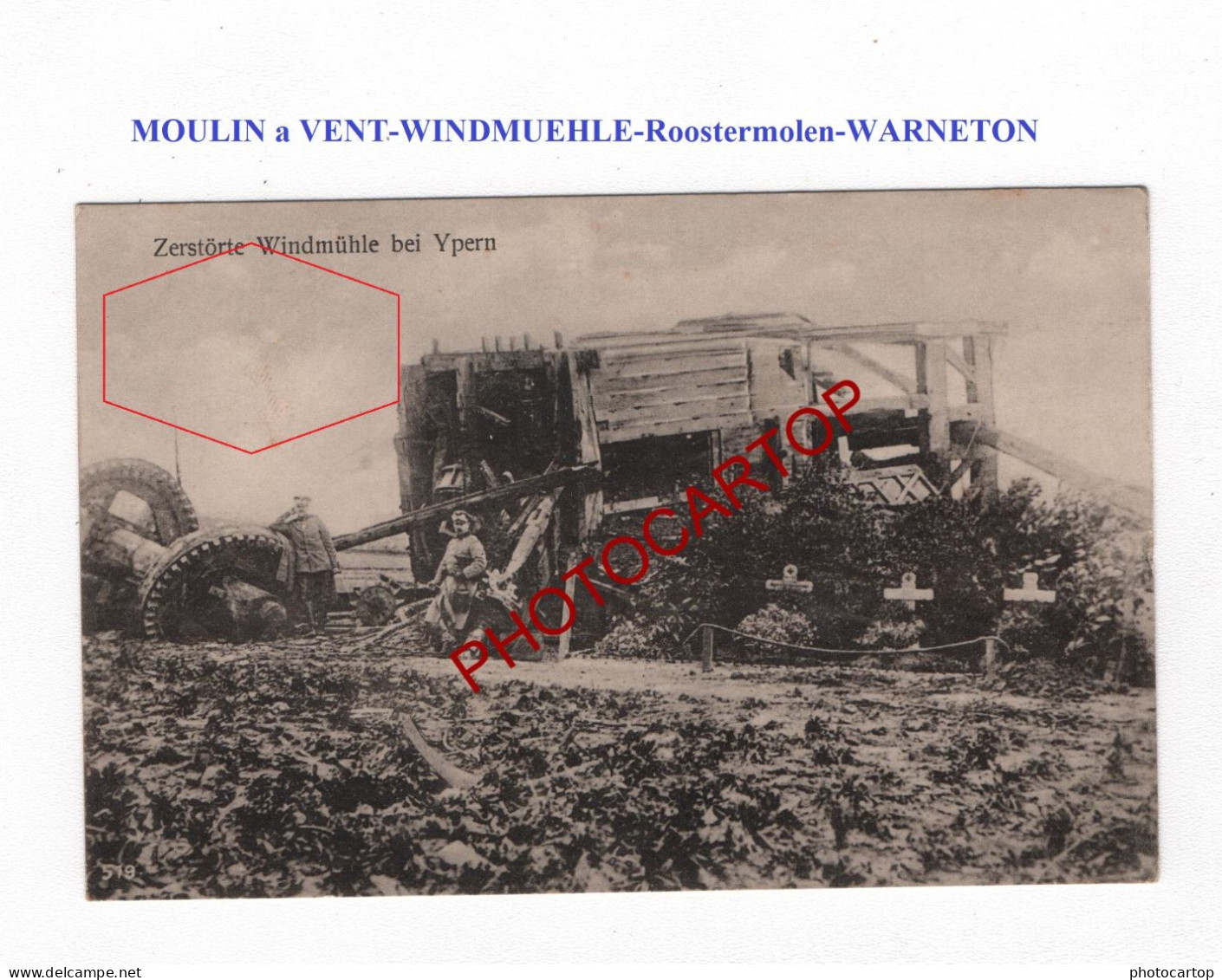 MOULIN A VENT-WINDMUEHLE-Roostermolen-WARNETON-CARTE IMPRIMEE Allemande-Guerre 14-18-1 WK-BELGIEN-FELDPOST - Komen-Waasten