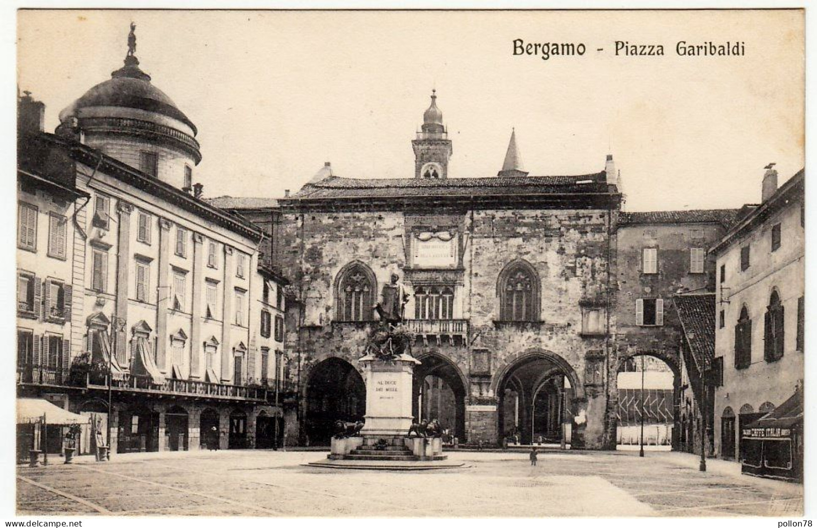 BERGAMO - PIAZZA GARIBALDI - 1918 - Vedi Retro - Formato Piccolo - Bergamo