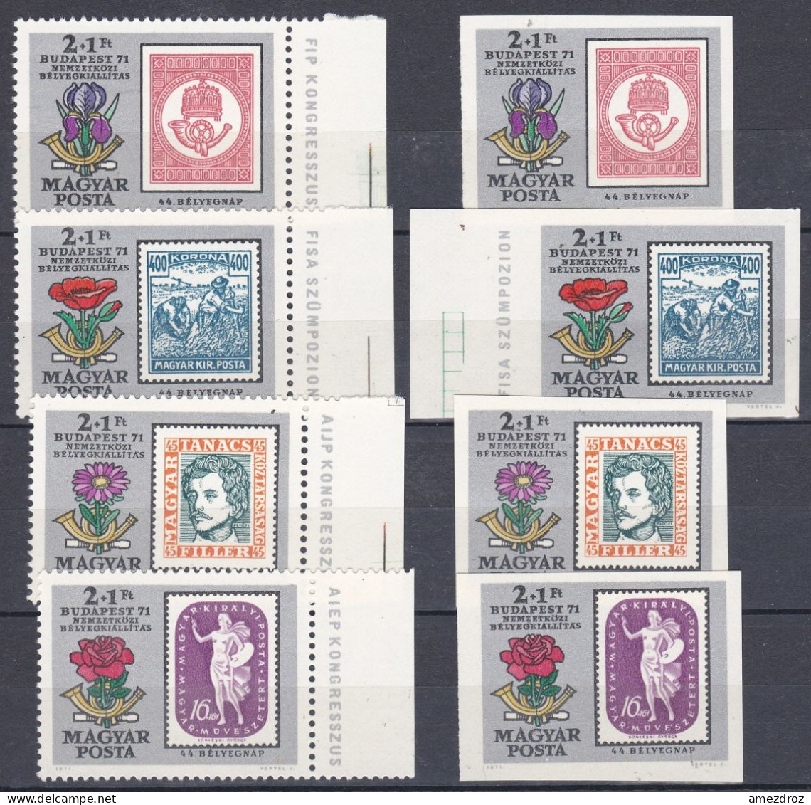 Hongrie 1971 Mi 2684-2687 A Et B013 ND NMH ** Exposition De Timbres BUDAPEST 71 - 100e Anniv Des Timbres Hongrois (A7) - Ungebraucht