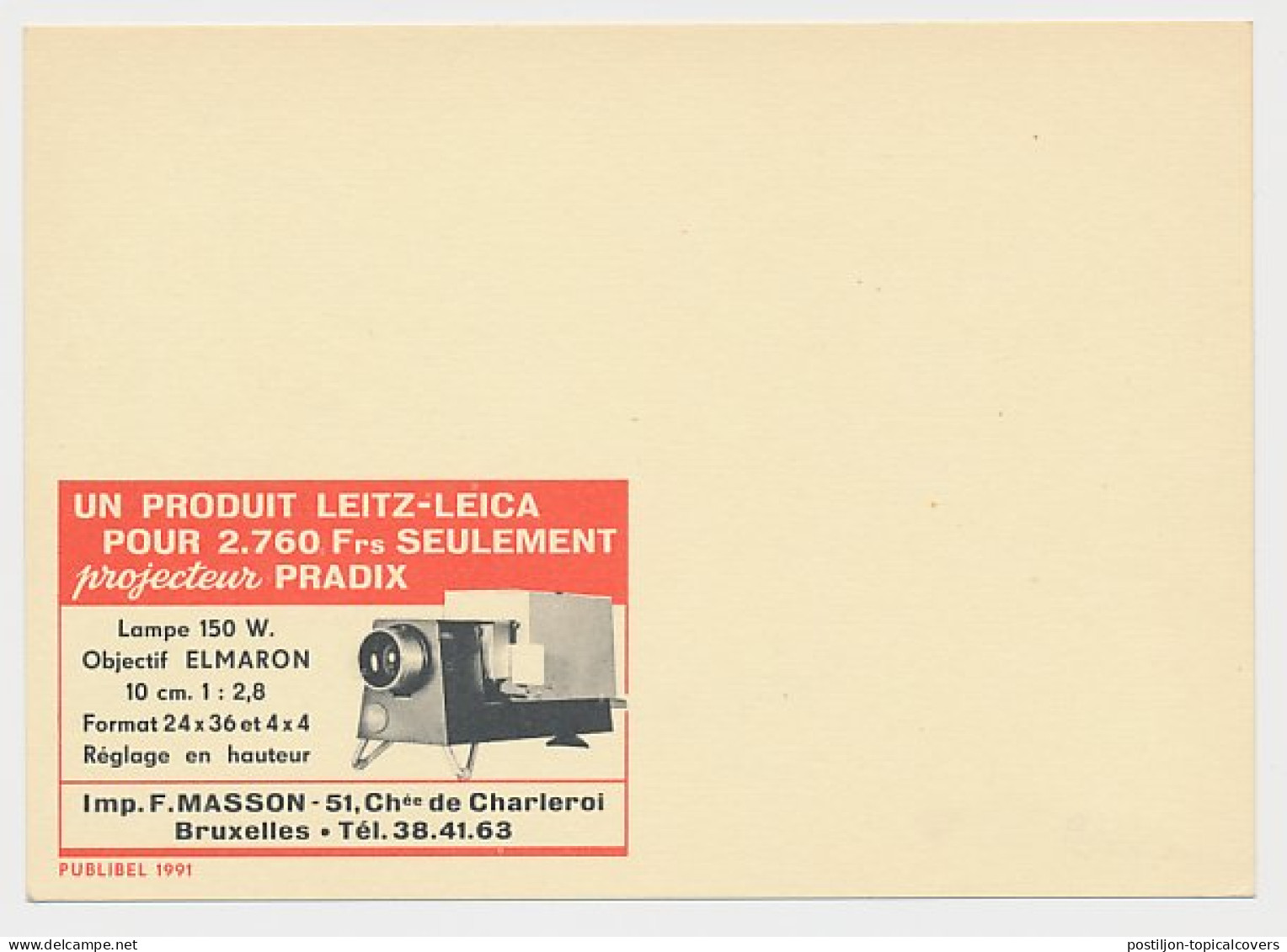Essay / Proof Publibel Card Belgium 1959 Slide Projector - Leitz - Leica - Fotografía