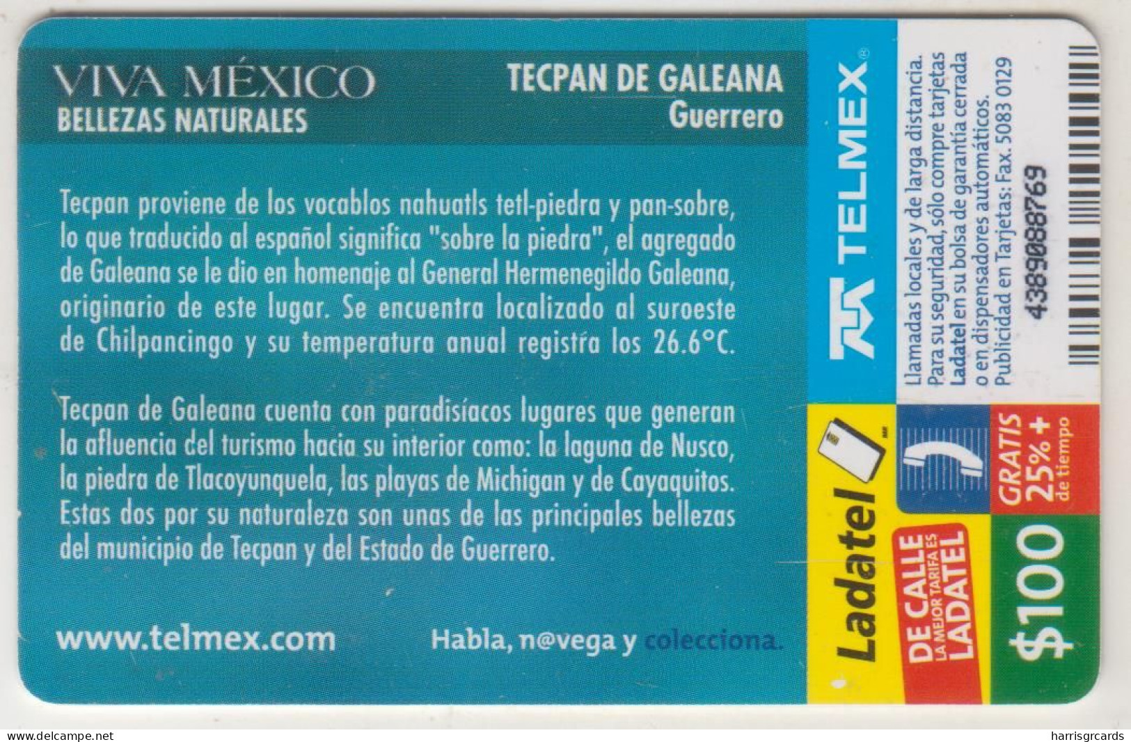 MEXICO - Tecpan De Galeana, 100 $ Mexican Peso, Chip:IN4 , Used - Mexique