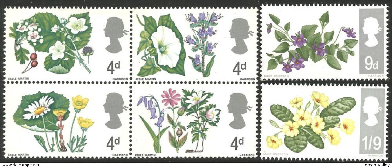 420 G-B 1967 Fleurs Flowers Se-tenant Phosphor MNH ** Neuf SC (GB-24a) - Neufs