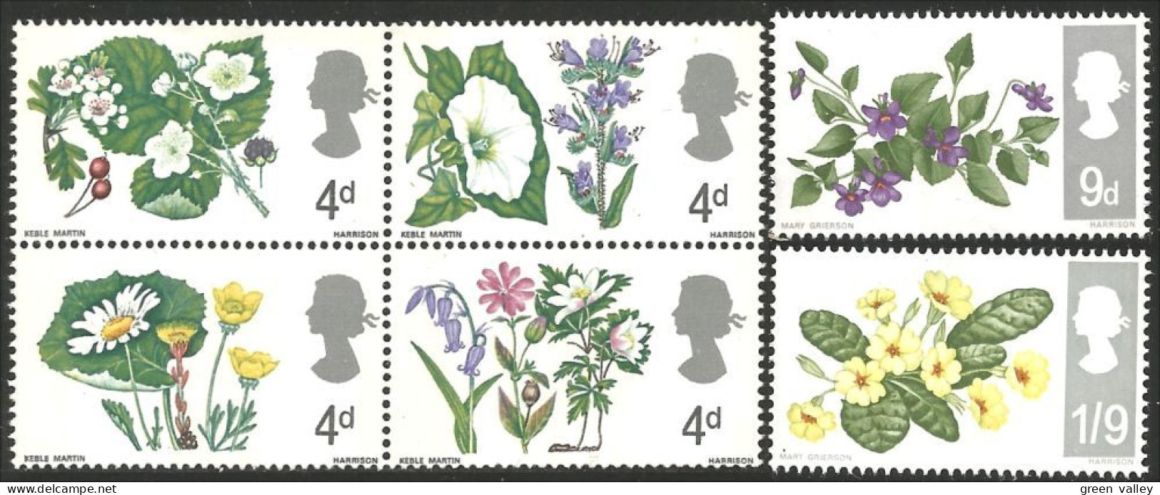 420 G-B 1967 Fleurs Flowers Se-tenant Phosphor MNH ** Neuf SC (GB-24a) - Ungebraucht
