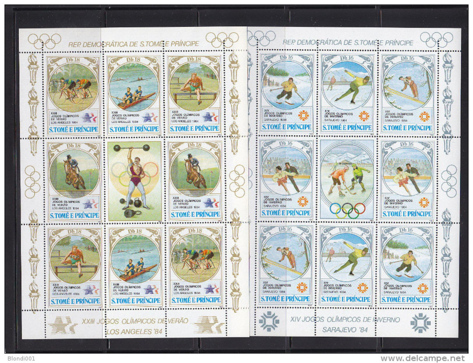 Olympics 1984 - Ice Hockey  - Cycling - SAO TOME - 2 Sheets MNH - Winter 1984: Sarajevo