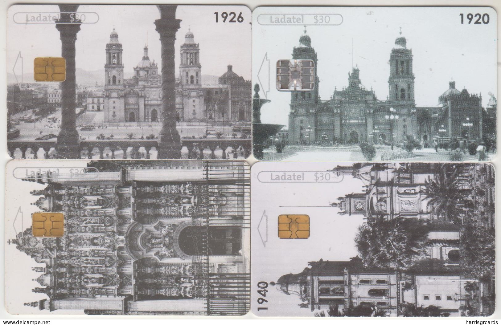 MEXICO - Catedral De México Puzzle 4 Cards, 30 $ Mexican Peso, Used - Mexique