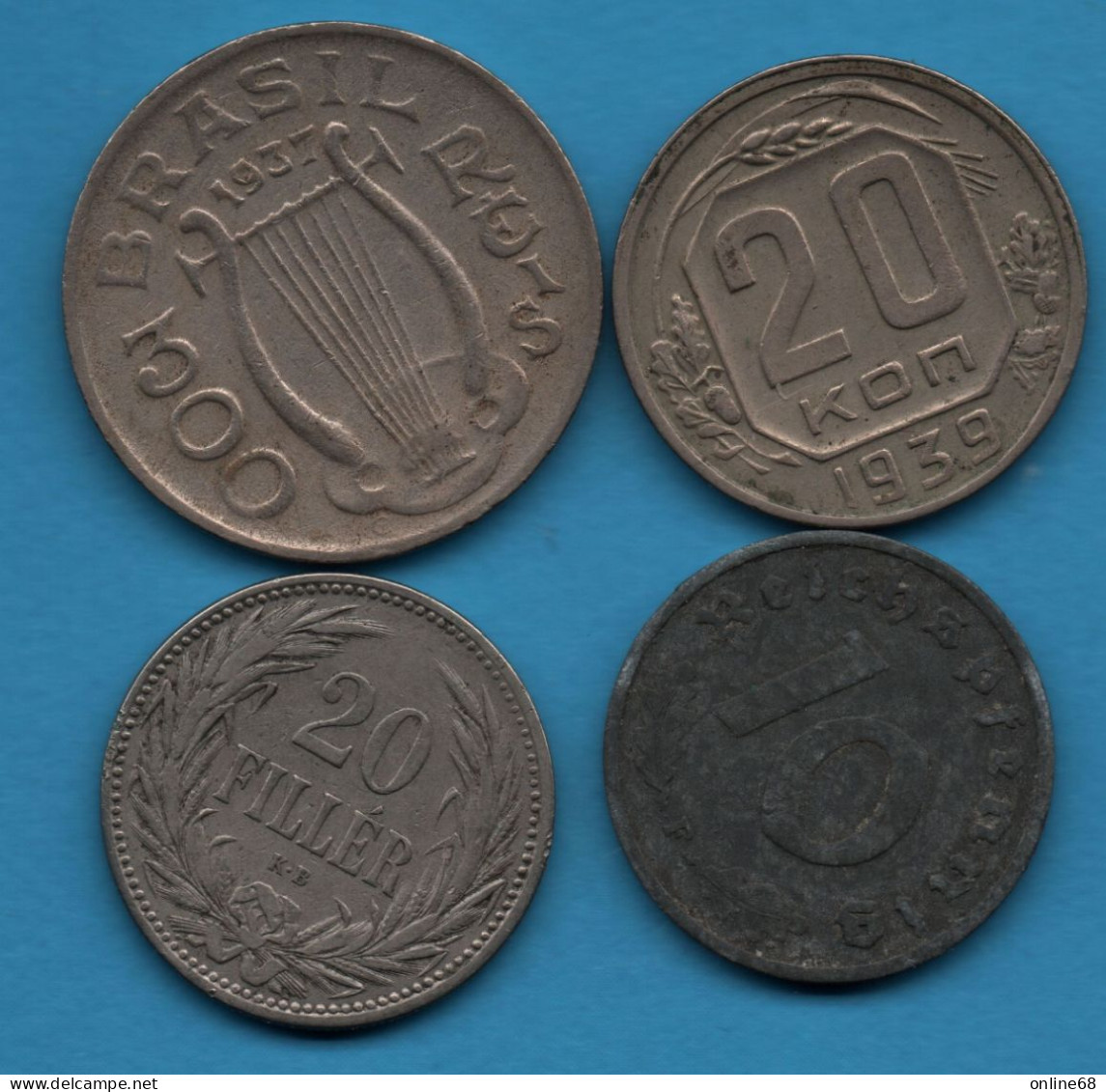 LOT MONNAIES 4 COINS : HUNGARY - BRASIL - DEUTSCHES REICH - Kiloware - Münzen