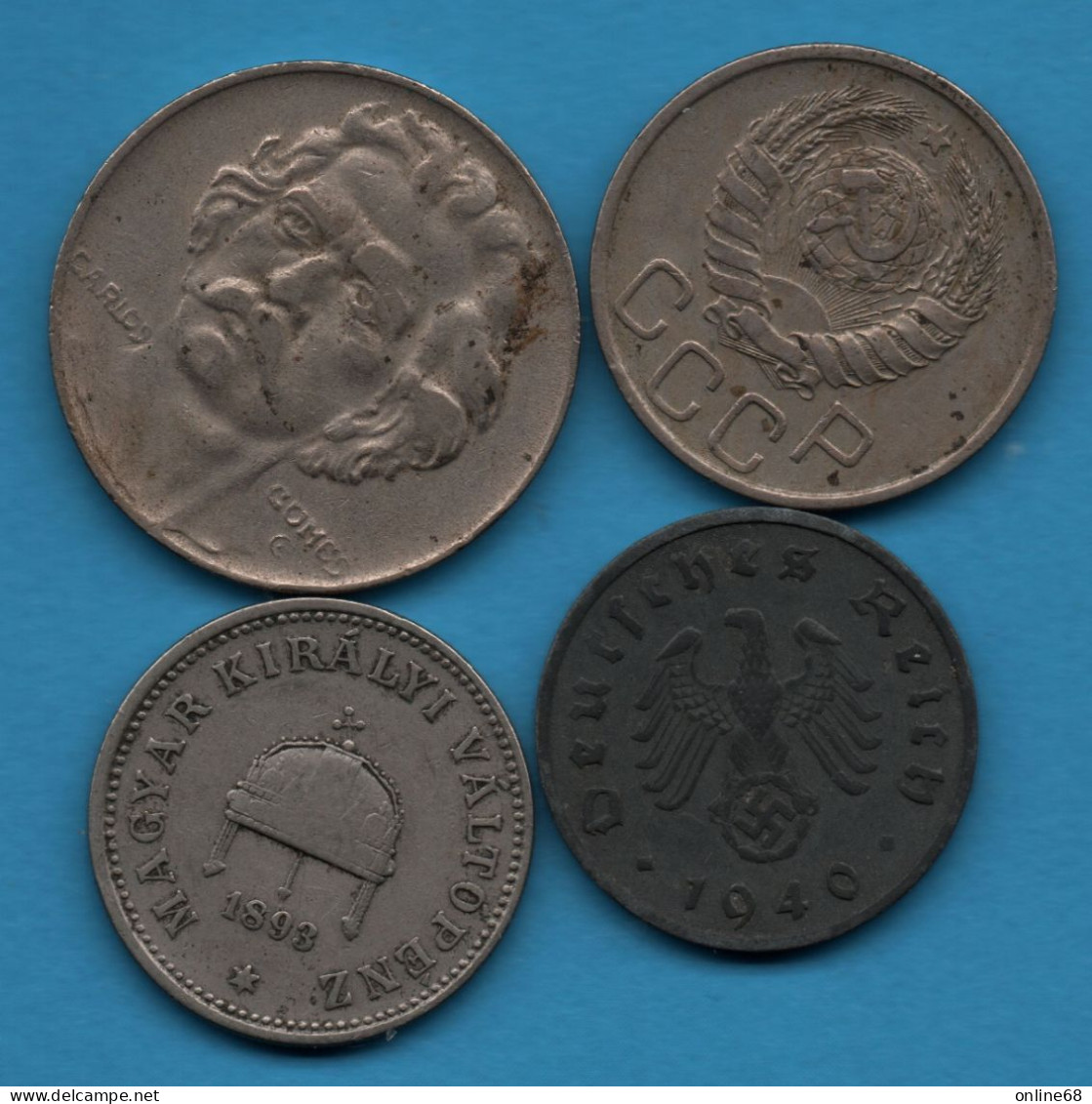 LOT MONNAIES 4 COINS : HUNGARY - BRASIL - DEUTSCHES REICH - Kilowaar - Munten