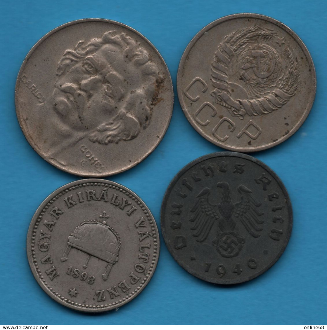 LOT MONNAIES 4 COINS : HUNGARY - BRASIL - DEUTSCHES REICH - Alla Rinfusa - Monete