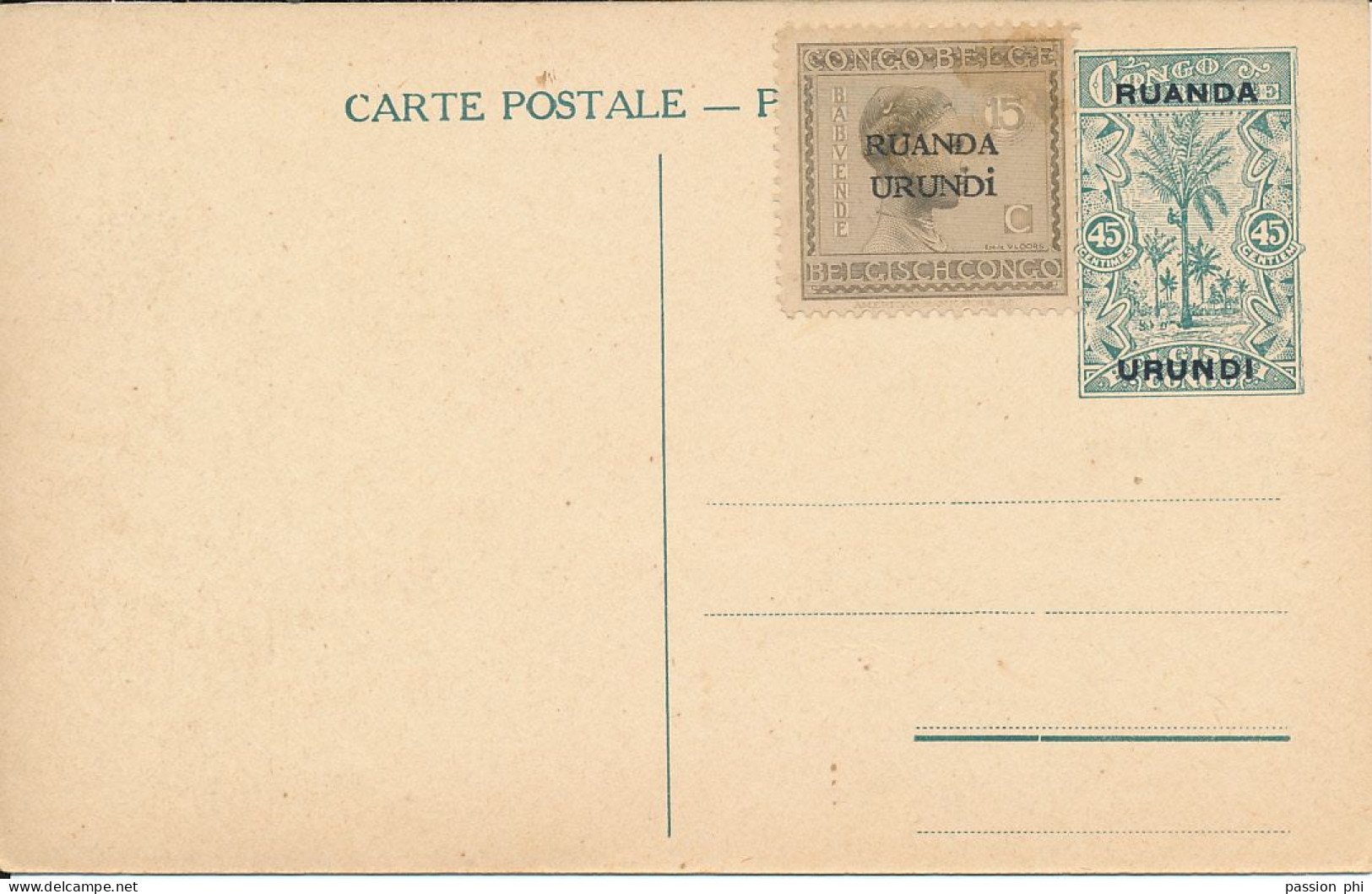 B6 RUANDA URUNDI SBEP 19 VIEW 22 UNUSED - Stamped Stationery