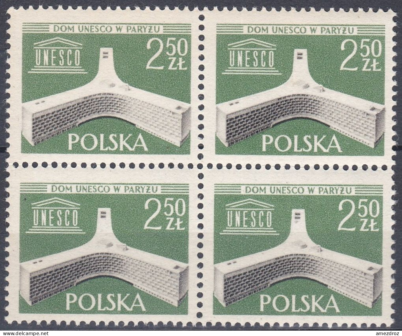 Pologne 1954 NMH ** Ouverture D'un Nouveau Bâtiment De L'UNESCO à Paris, France (A7) - Unused Stamps