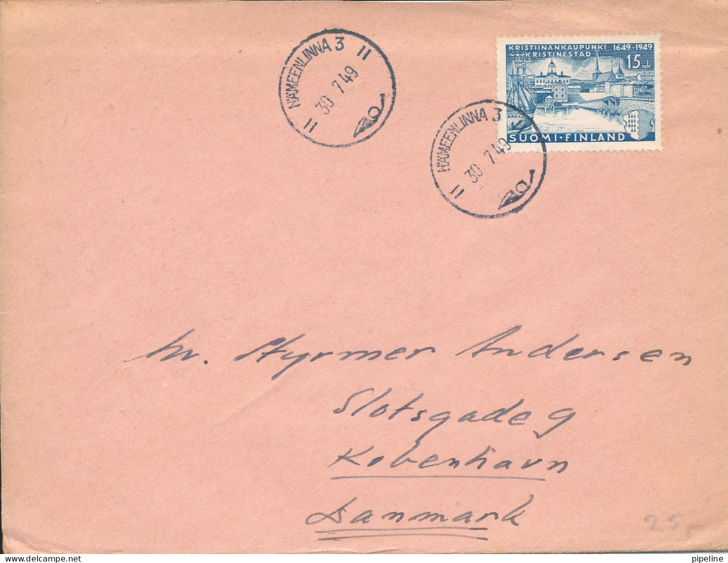 Finland Cover 30-7-1949 Sent To Denmark Single Franked - Briefe U. Dokumente