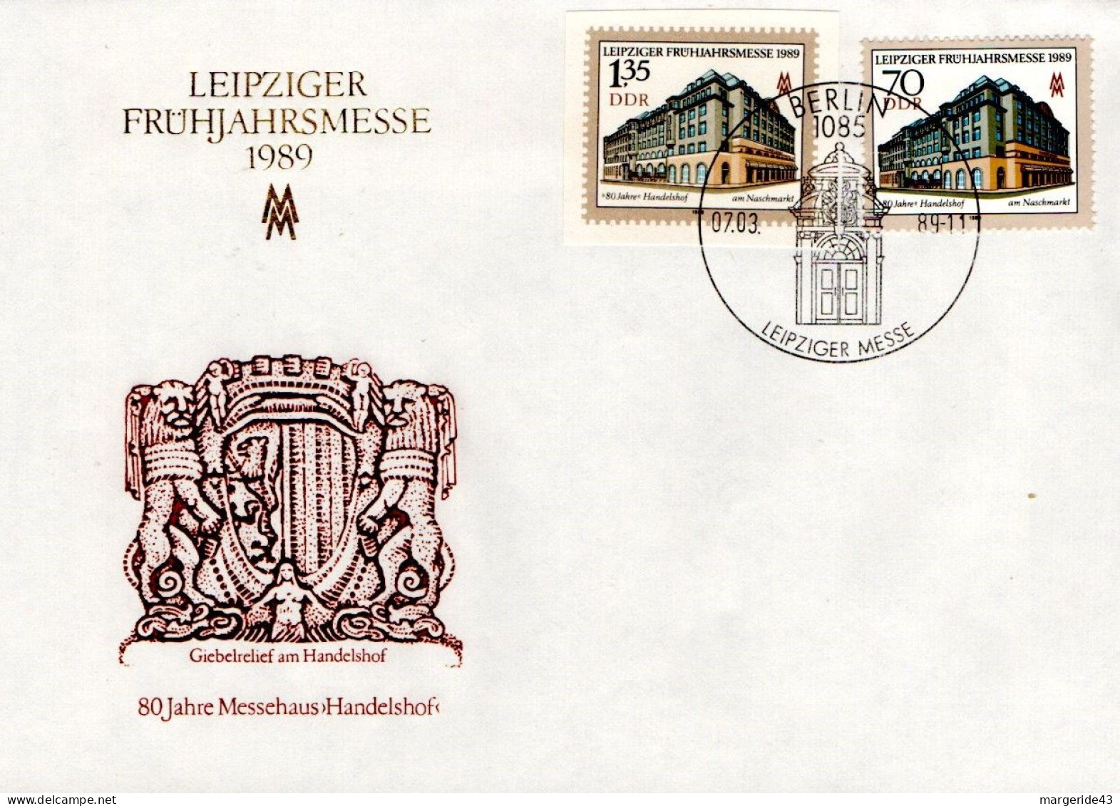 ALLEMAGNE RDA DDR FDC 1989 FOIRE DE LEIPZIG - 1981-1990