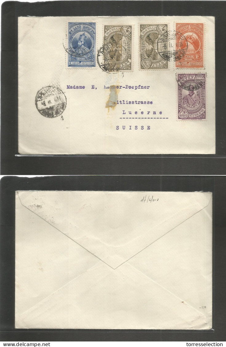 ETHIOPIA. 1935 (8 Feb) Addis Abeba - Switzerland, Luzern. Multifkd Envelope. Fine. - Etiopia