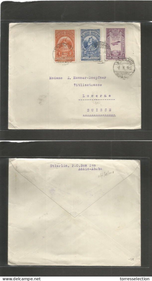 ETHIOPIA. 1935 (8 May) Addis Abeba - Switzerland, Luzern. Multifkd Envelope. Fine. - Ethiopie