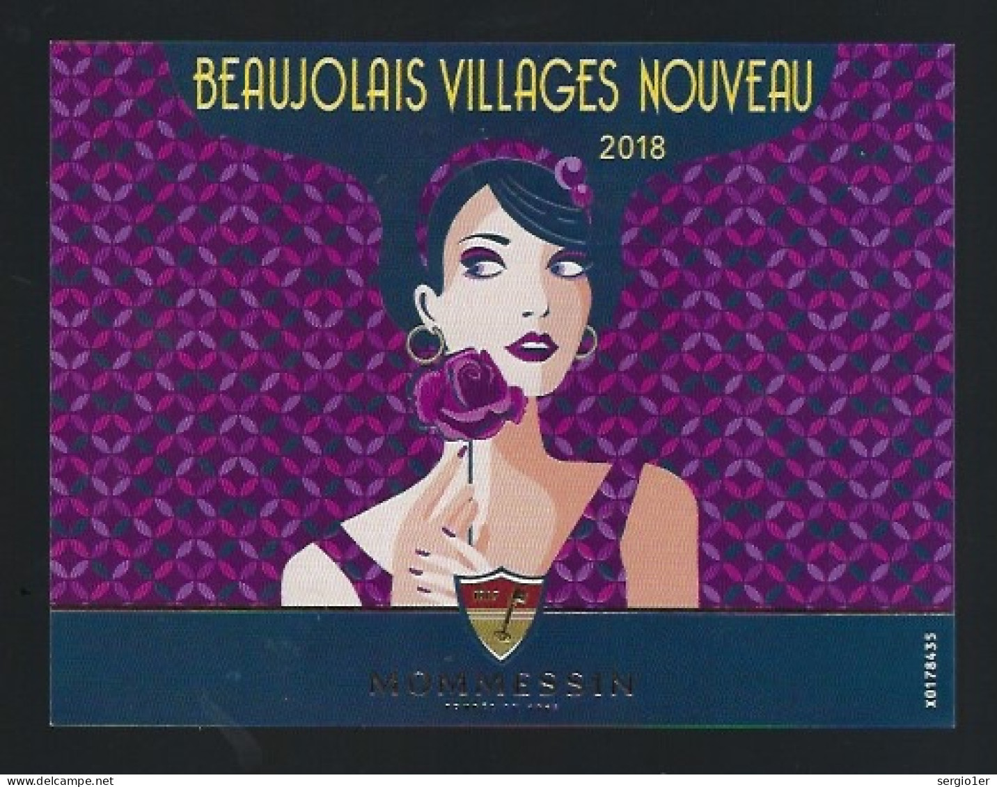 Etiquette Vin Beaujolais Villages Nouveau 2018  Momessin " Femme" - Beaujolais