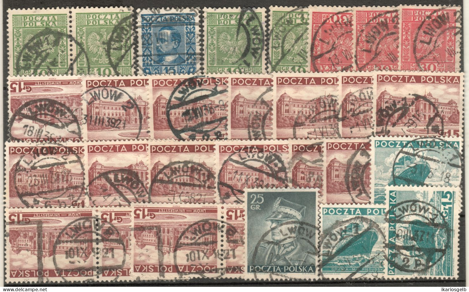 ( Ukraine ) WESTUKRAINE 1938-39 Lot Von 29 Marken POLEN Mit Klaren O LWOW (= Heute Lwiw Früher Lemberg ) - Ukraine