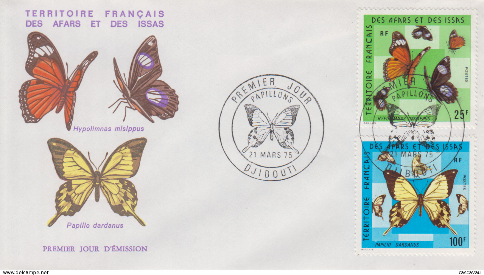 Enveloppe  FDC  1er  Jour  TERRITOIRE  FRANCAIS   Des   AFARS  Et  ISSAS     Papillons     1975 - Autres & Non Classés