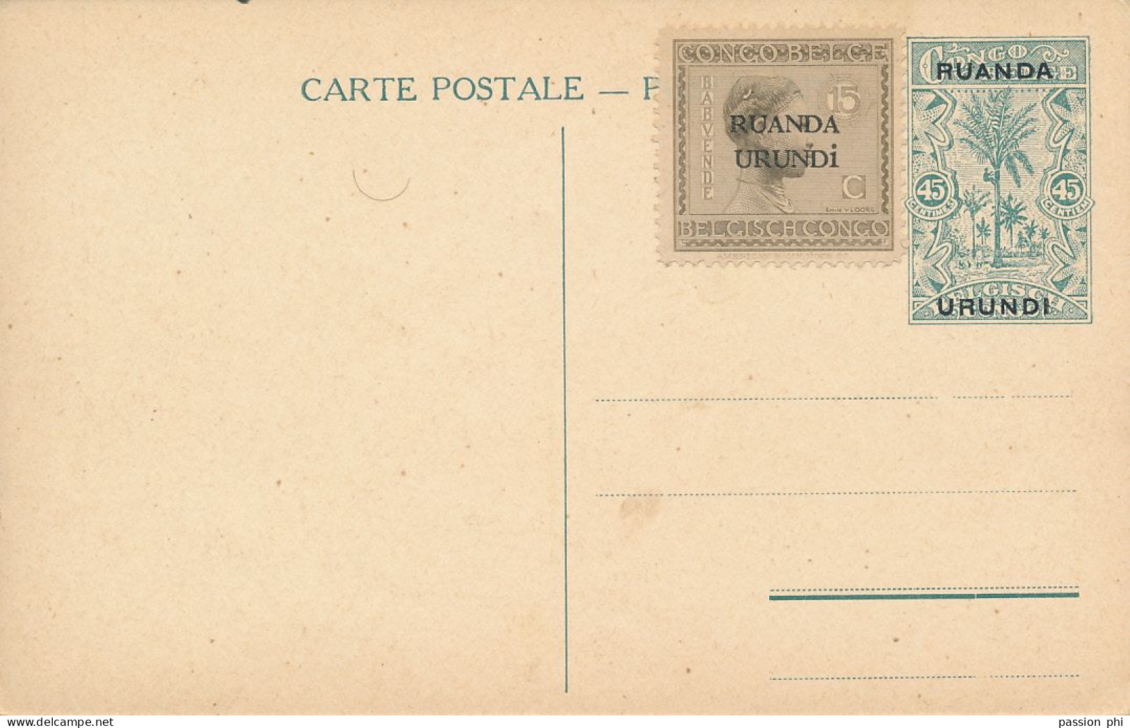 B6 RUANDA URUNDI SBEP 19 VIEW 12 UNUSED - Stamped Stationery