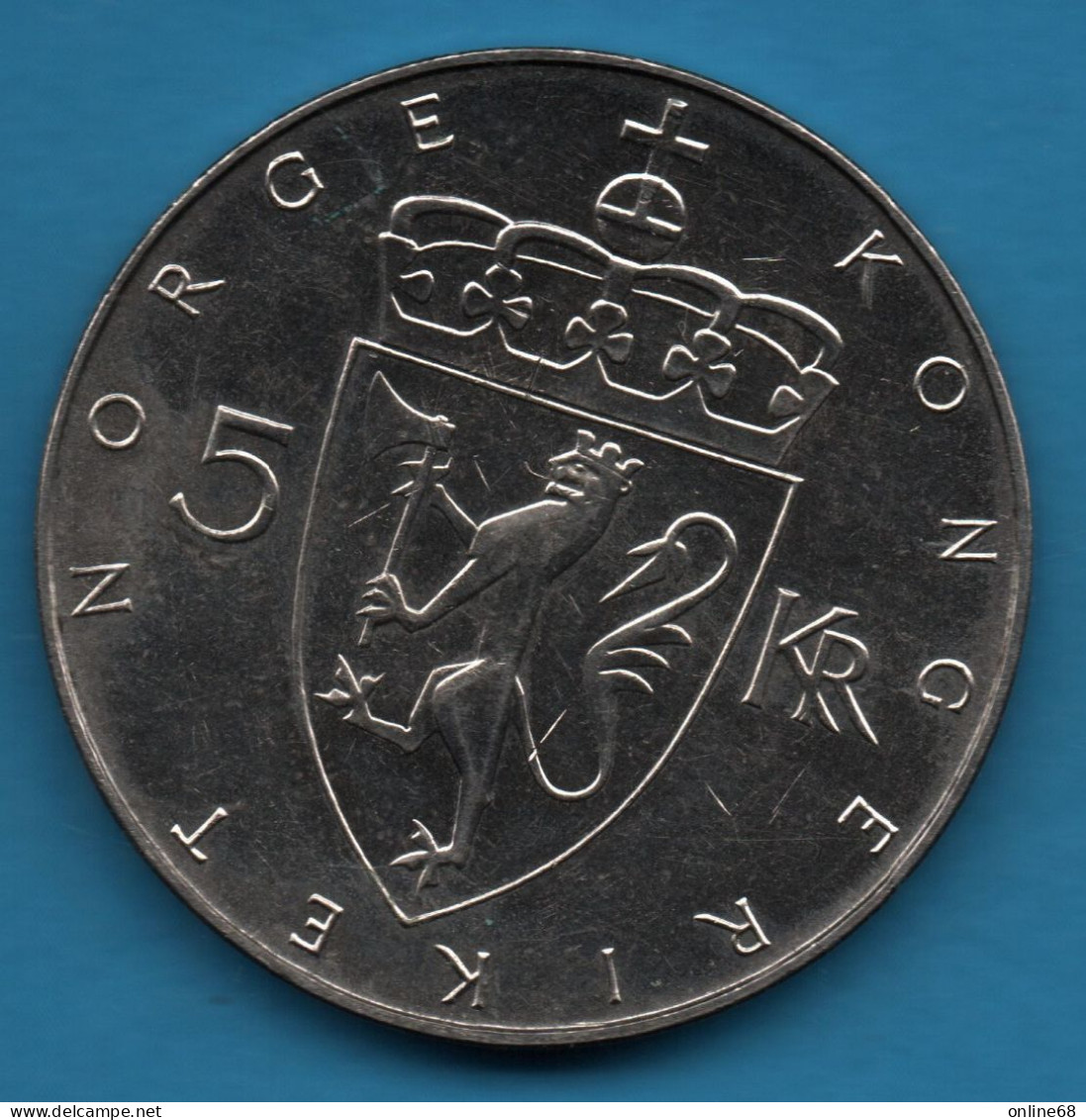 NORWAY 5 KRONER 1825-1975 KM# 421 Olav V Krone Currency Anniversary KRONEMYNT I 100 ÅR - Norvegia