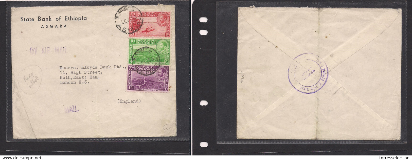 ETHIOPIA. Ethiopia Cover 1955 Asmara To UK Mult Fkd Comercial Env. Easy Deal. - Etiopía