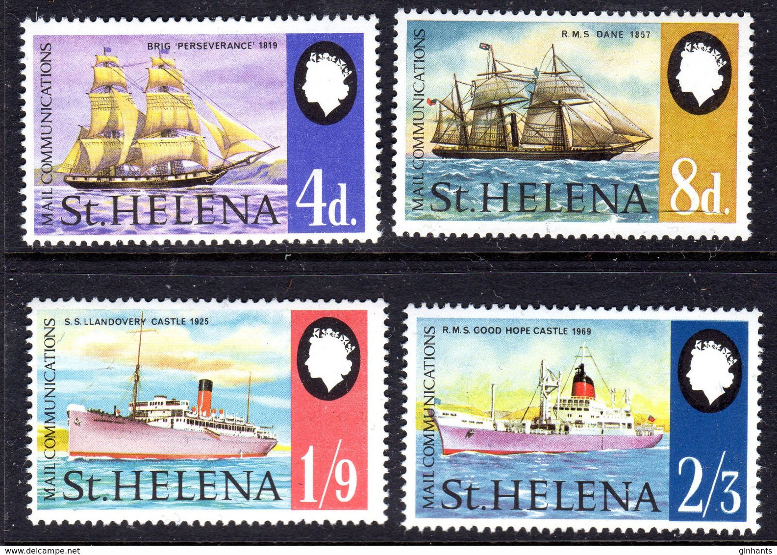 ST HELENA - 1969 MAIL COMMUNICATION SHIPS SET (4V) FINE MNH ** SG 241-244 X 4 - Saint Helena Island