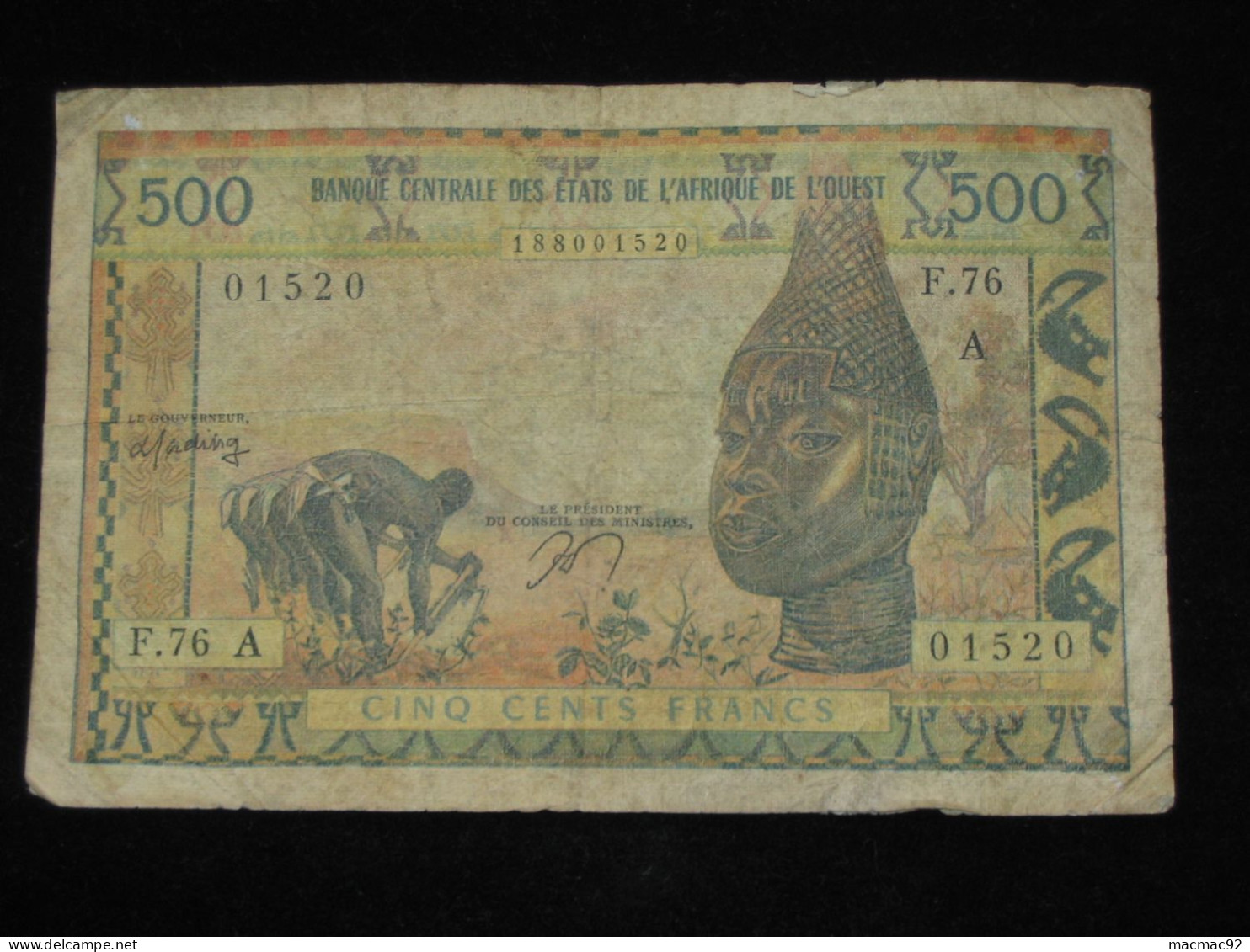 500 Francs 1976  A = Côte D'Ivoire  - Banque Centrale Des Etats De L'Afrique De L'Ouest   **** EN ACHAT IMMEDIAT **** - Costa De Marfil