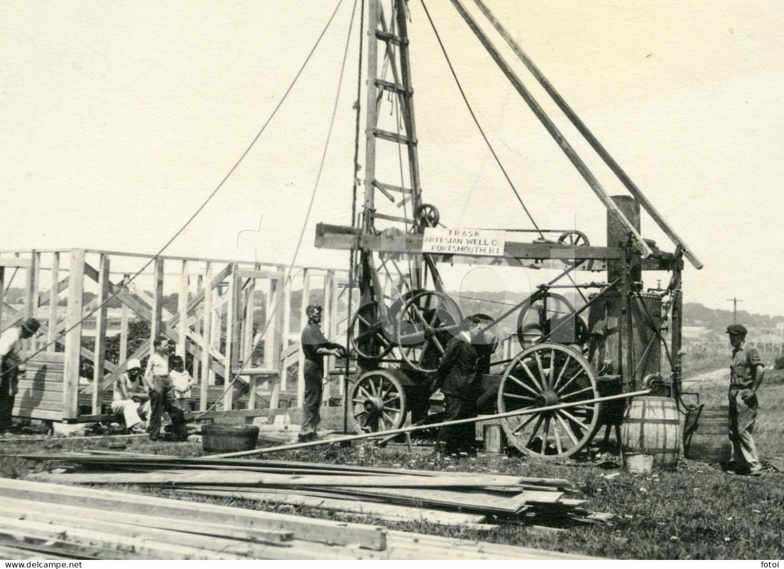 1920s AMATEUR PHOTO FOTO STEAM TRASK ARTESIAN WELL MACHINE PORTSMOUTH RHODE ISLAND RI AMERICA USA - America