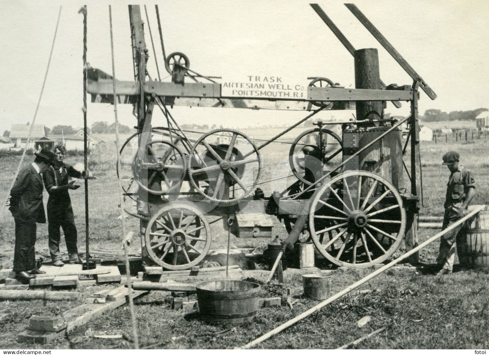 1920s AMATEUR PHOTO FOTO STEAM TRASK ARTESIAN WELL MACHINE PORTSMOUTH RHODE ISLAND RI AMERICA USA - América