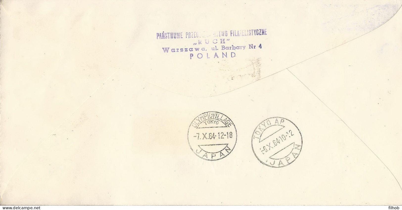 Poland Postmark (2418) D64.10.03 Warszawa Sport Olympic Games Tokyo 1964 Flight Of The Team - Stamped Stationery